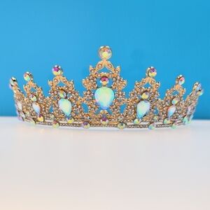 Sparkling Iridescent Ornate Gothic Bronze Crystal Tiara | Aurora Borealis
